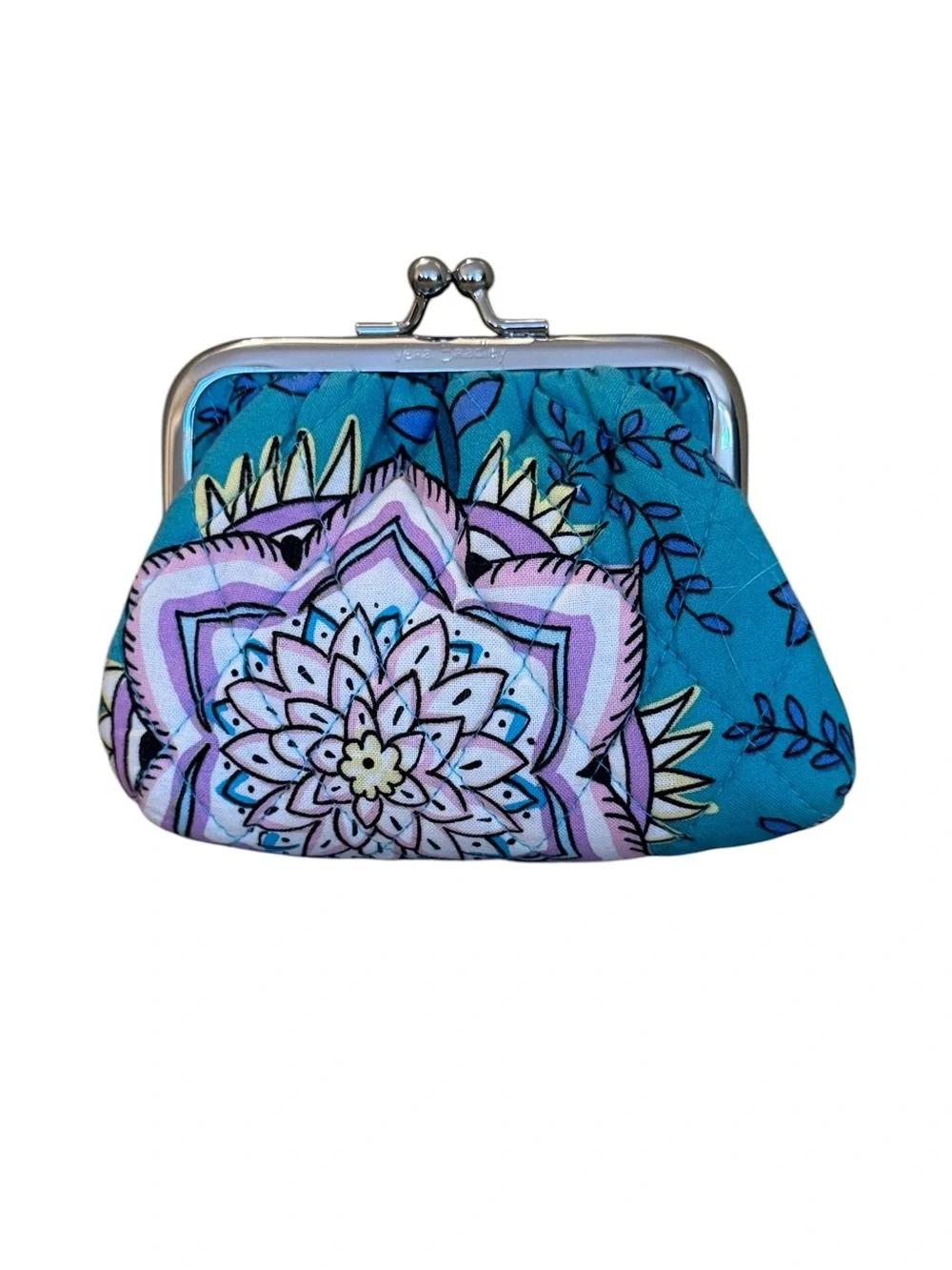 Vera Bradley Kisslock Coin Pouch in Peacock Garden Pattern RETIRED